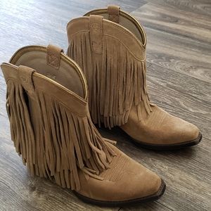 Ariat Gold Rush Suede Fringe Cowboy Western Boots